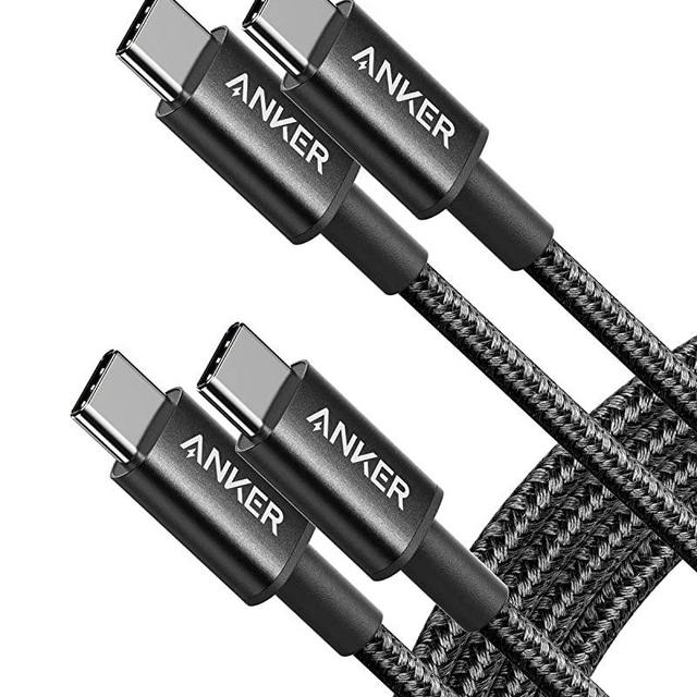 Anker New Nylon USB C to USB C Charger Cable (6ft 60W, 2-Pack), USB 2.0 Type C Charging Cable for iPad Mini 6, iPad Pro 2020, iPad Air 4, MacBook Pro 2020, Samsung Galaxy S21,Switch, Pixel, LG (Black)