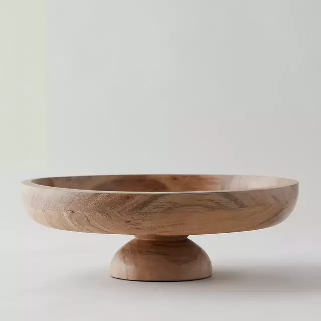 Acacia Wood Footed Serving Bowl