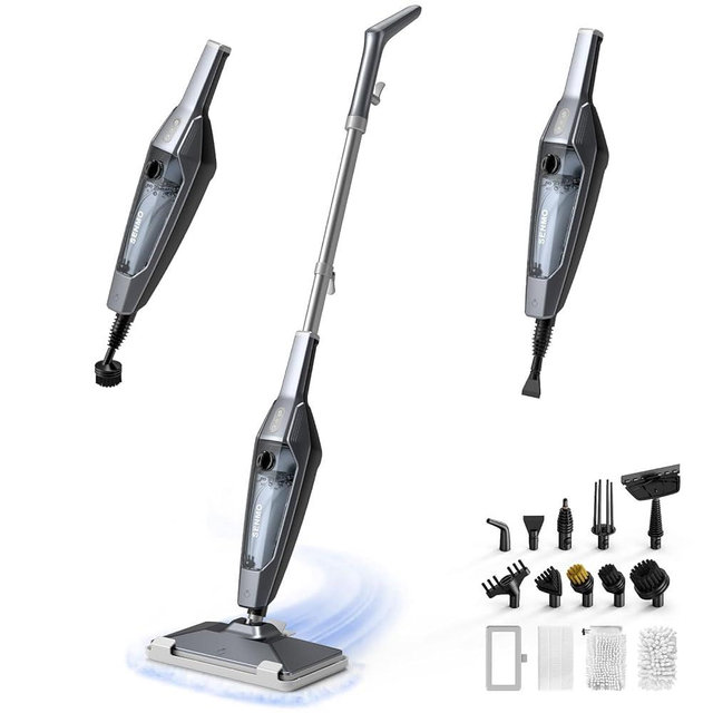 SENMO Steam Mop, 14-in-1 Detachable Steam Cleaner for Home and Floor, 1300W 228°F Deep Cleaning MultiPurpose Steamer with 14 Attachments for Floor, Tile, Grout, Furniture, Carpet, Wall (Black)