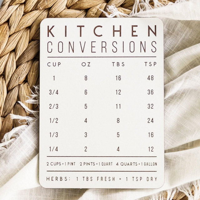 Kitchen Conversion Magnet | White Kitchen Measurement Reference Chart For Baking And Cooking | Modern Farmhouse Kitchen Housewarming Gift