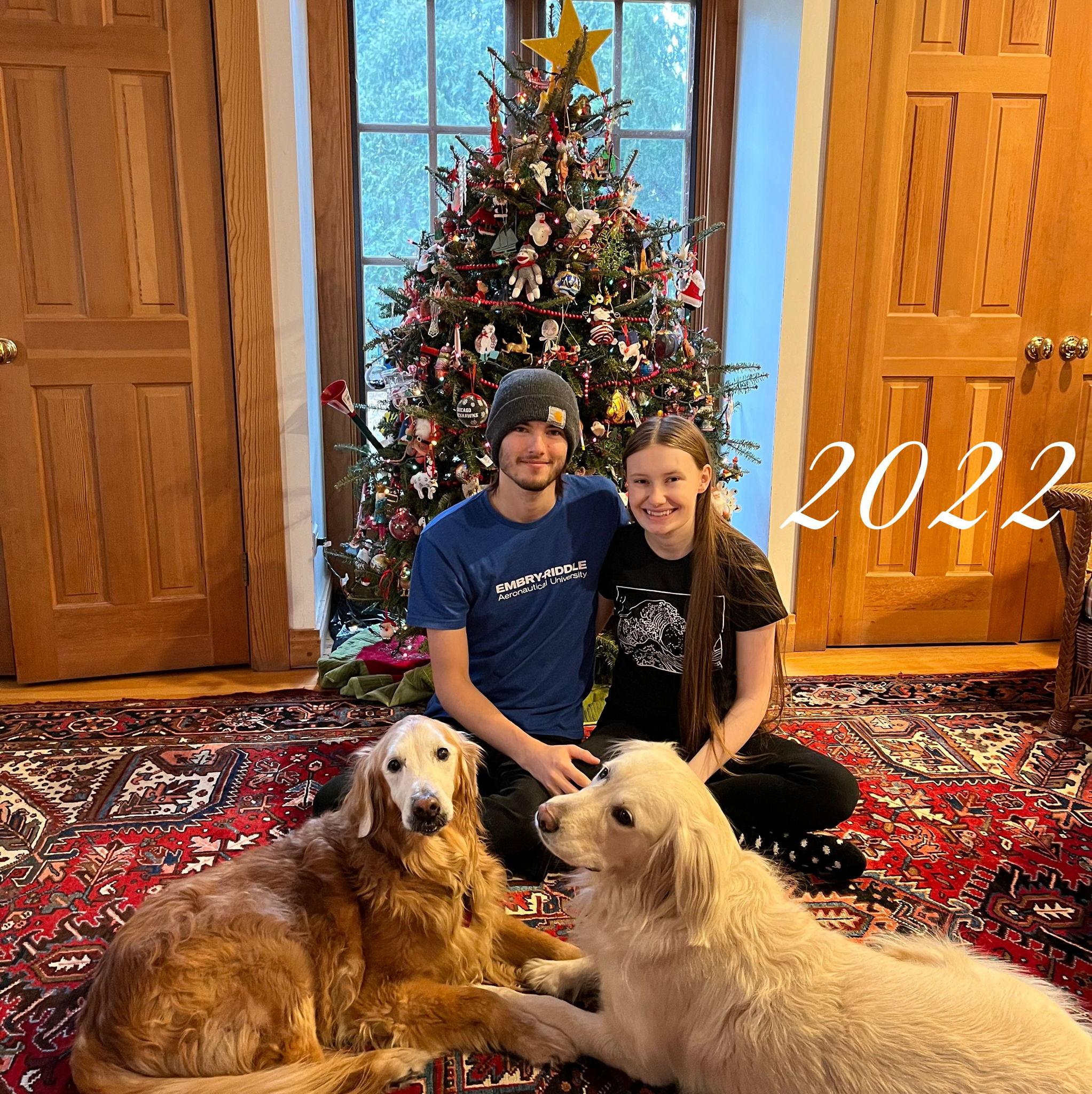 Celebrating the holidays with Tori's dogs.