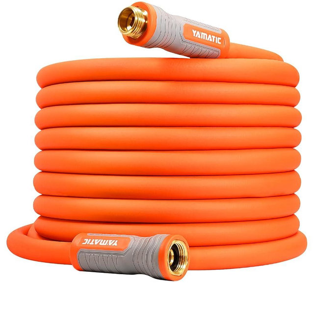 YAMATIC Garden Hose 5/8 in x 60 ft, Ergonomic Swivel Fittings, Burst 600 PSI,Heavy Duty, Flexible and Lightweight Water Hose