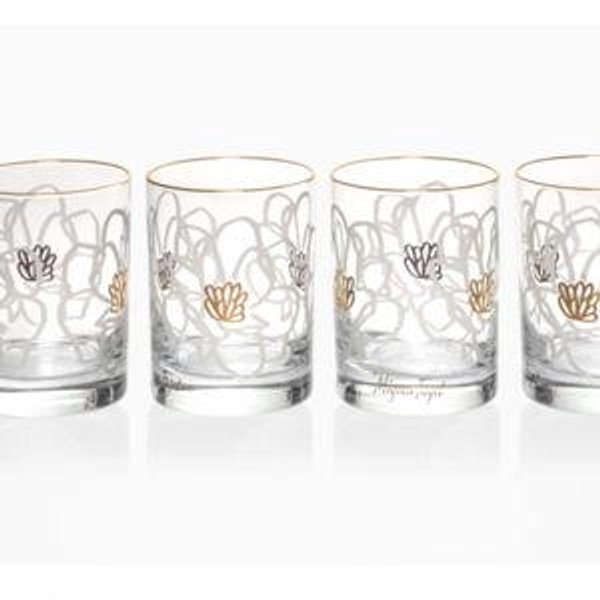 Mignon Faget Magnolia Outline Glasses (4ct)