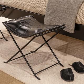 Calvin Collapsible Leather Metal Stool