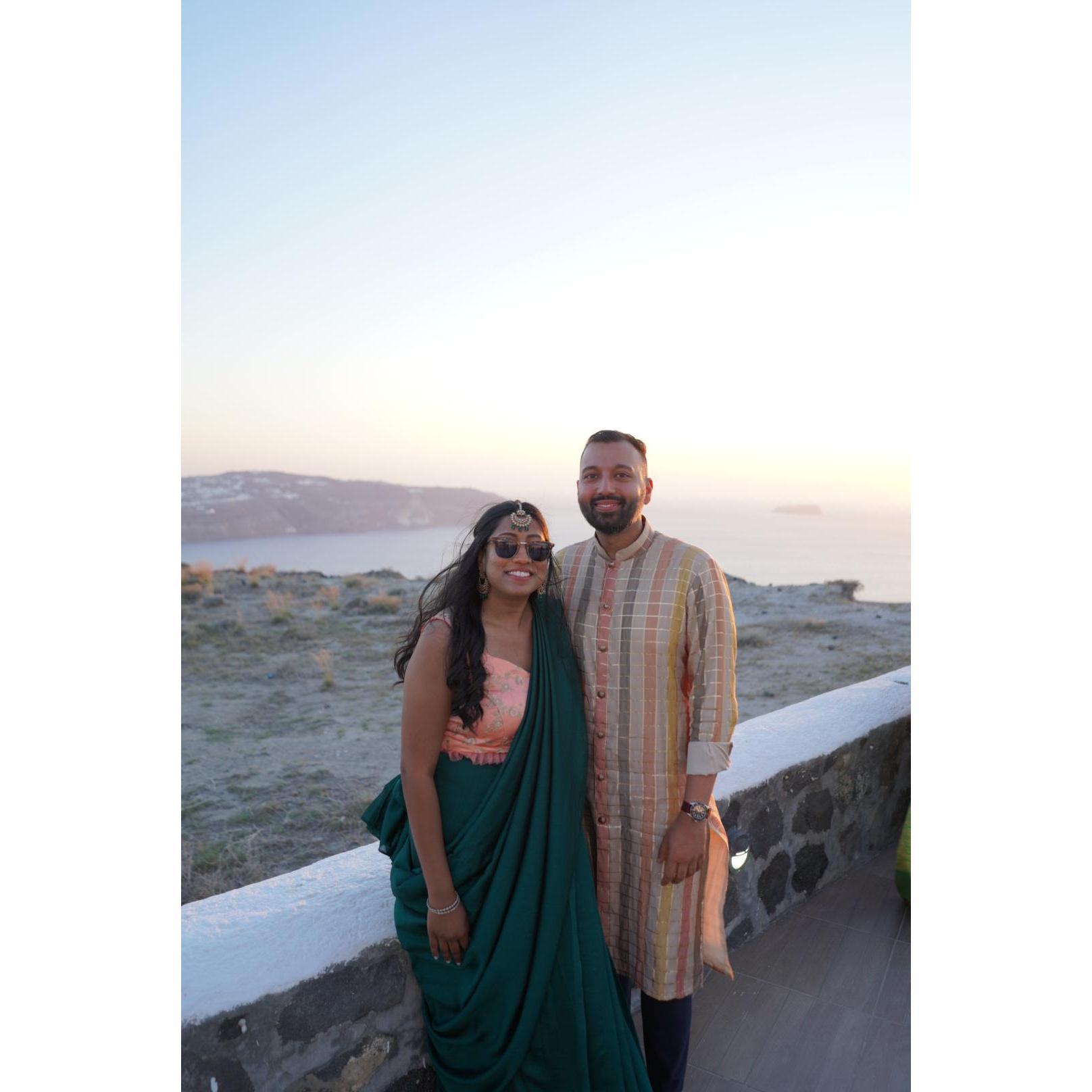 At a friend's wedding in Santorini, Greece.