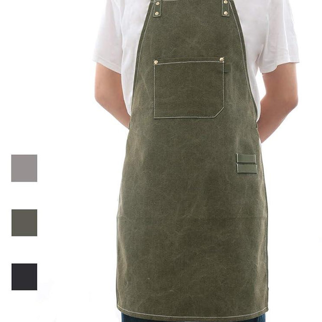 Tobyan No-Tie Canvas Apron Heavy-Duty 16OZ Work Apron with Front Pocket Extra Long Straps Adjustable M–XXL