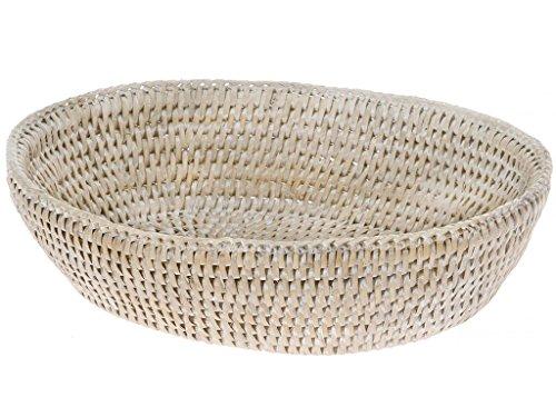 KOUBOO 1020035 La Jolla Rattan Bread Bowl, 9.5" x 8" x 2.5", White Wash