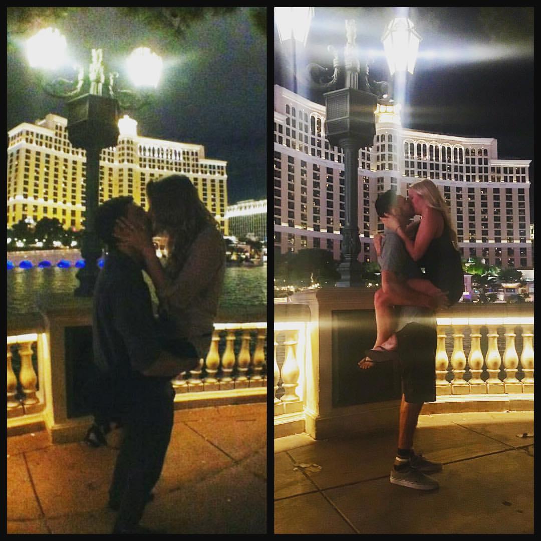 This exact place right here is where Blake asked Sara to be his girlfriend! 
Left: July 2012 - Right: July 2016
Las Vegas will always have a special place in our hearts!