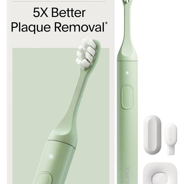SURI 2.0 New Sonic Electric Toothbrush with Pressure Sensor | 1 Month+ Battery | Designed in California | Electric Toothbrush for Adults | Travel Toothbrushes | Tooth Brush | Green