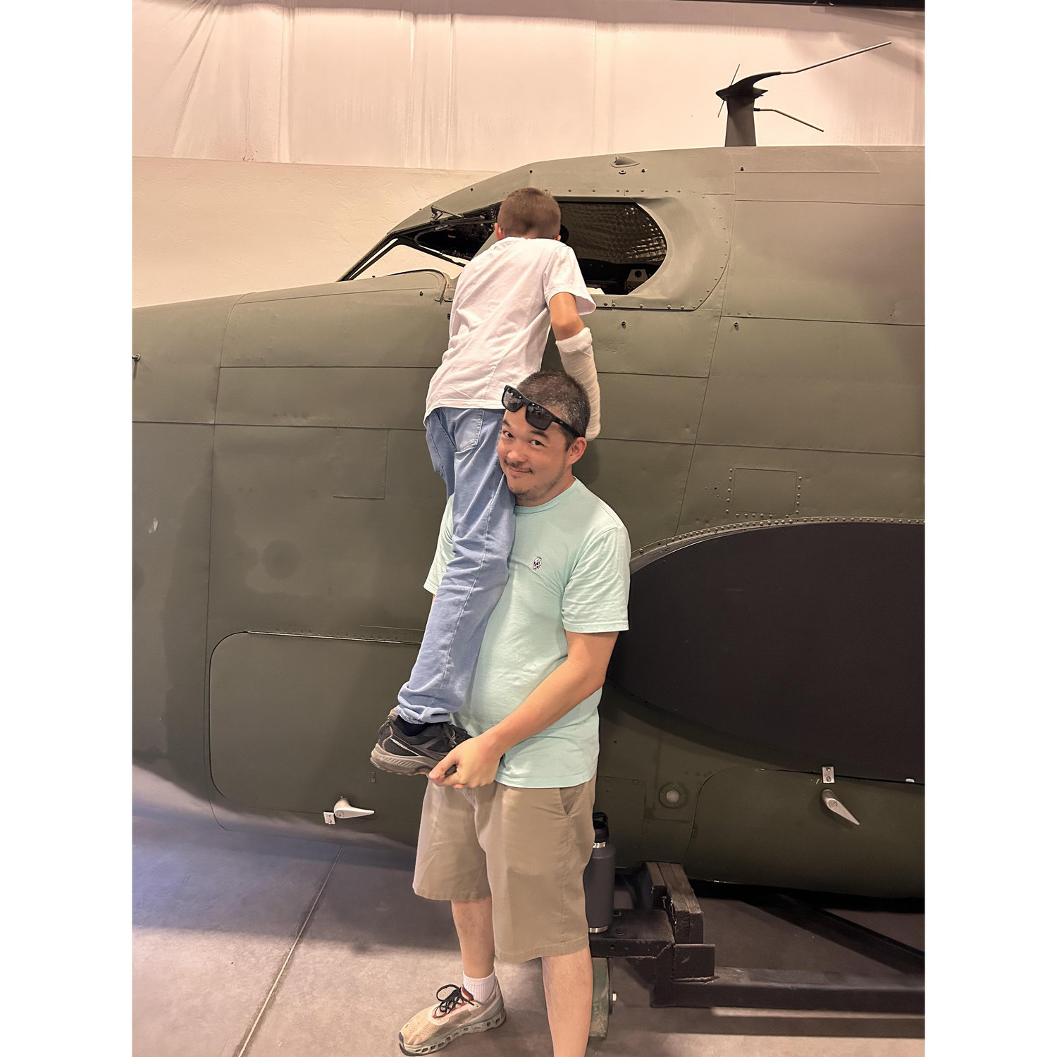 The best "aftermarket" dad ever! Who else will give you a boost when you want to see the inside of the airplane?