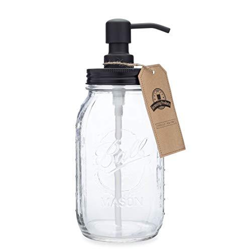 Jarmazing Products Quart Size Mason Jar Soap and Lotion Dispenser - Black Made from Rust-Proof Stainless Steel