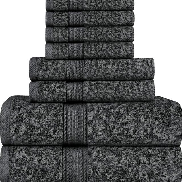 Utopia Towels 8 Piece Towel Set, Grey, 2 Bath Towels, 2 Hand Towels, and 4 Washcloths