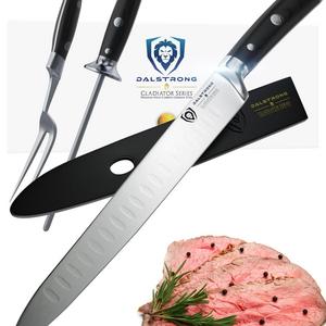 DALSTRONG Carving Knife & Fork Set - Gladiator Series - German HC Steel - 4pc Hollow Ground - Honing Rod - 9"