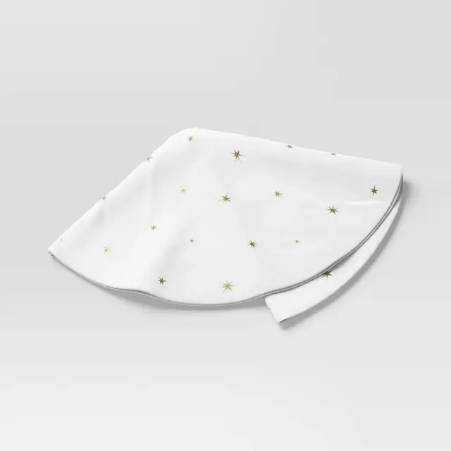 48" Velvet with Gold Foil Stars Christmas Tree Skirt White - Wondershop™