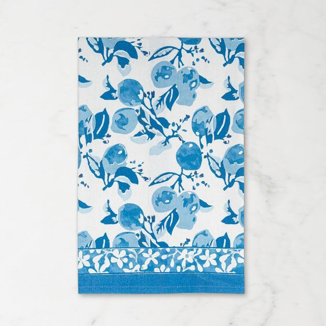 Couleur Nature Citron Tea Towels, Set of 3, Blue