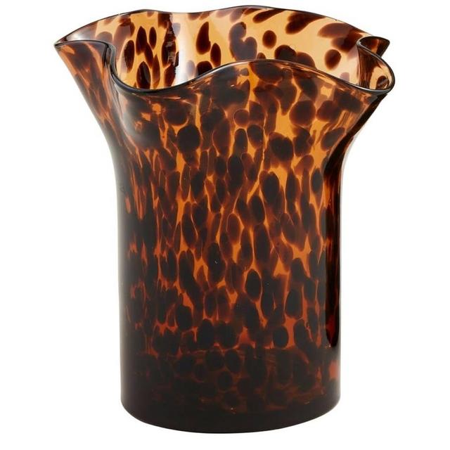 Mud Pie Ruffle Tortoise Glass Vase, Small, 6.75" x 4"