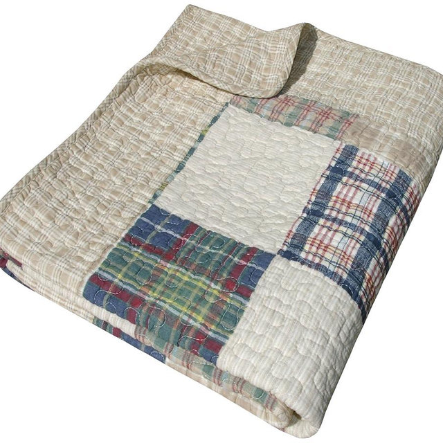 Greenland Home Oxford 100% Cotton Throw Blanket, Tan 50 x 60 in