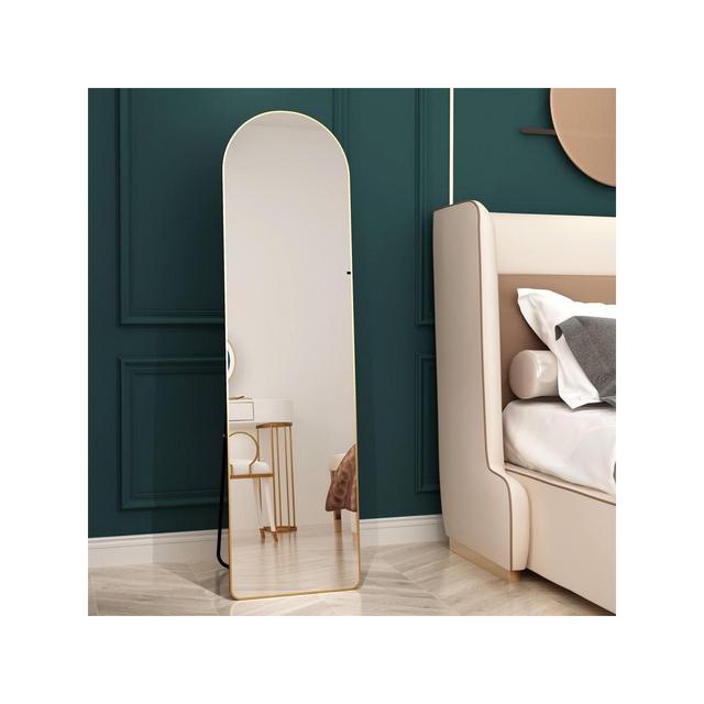 60"X16"Gold Arched Mirror,Skinny Mirrors With Aluminium Alloy Frame,Dressing Mirror,Mirror Clothing Store,Full Length Mirror With Stand-The Pop Home