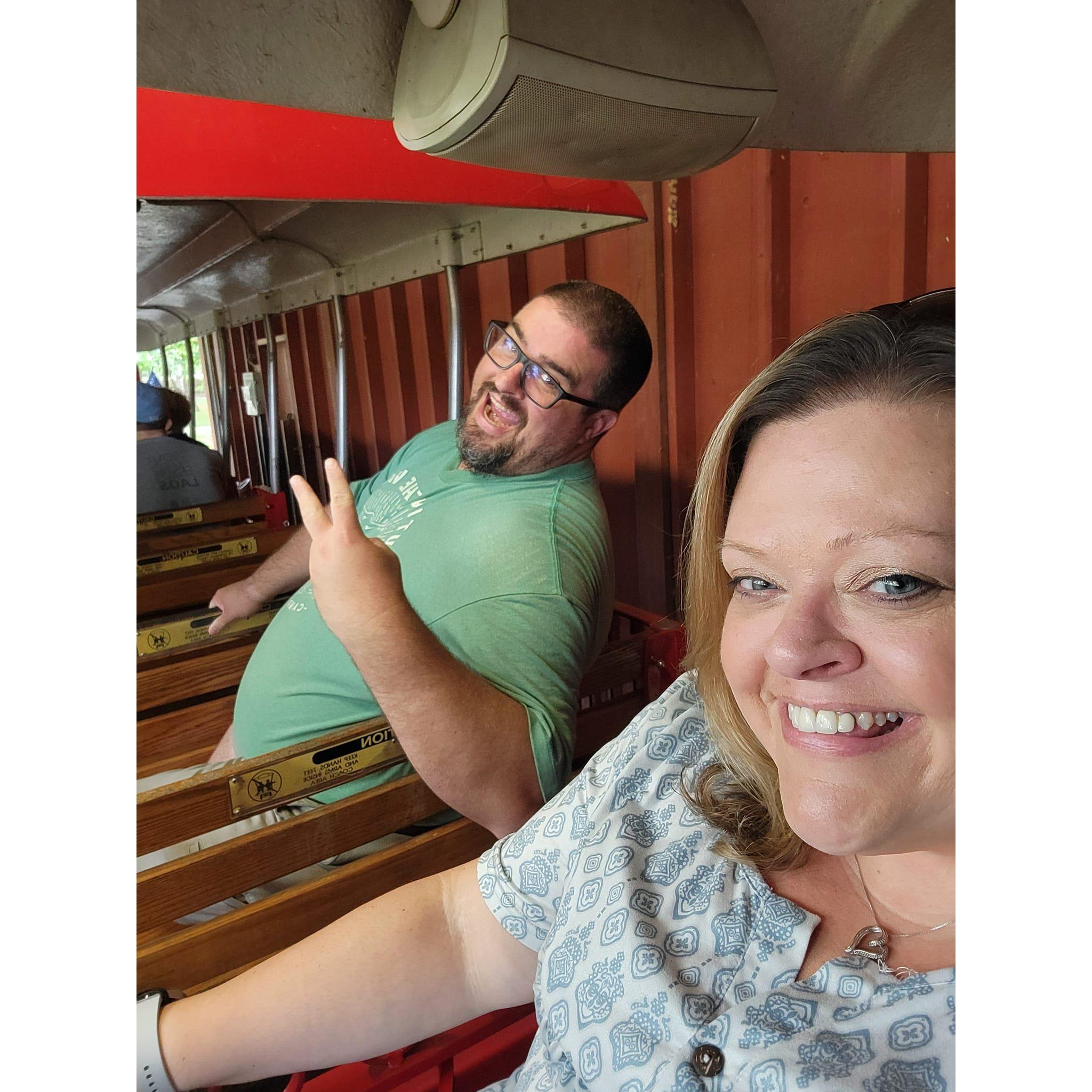Riding the train at the city park