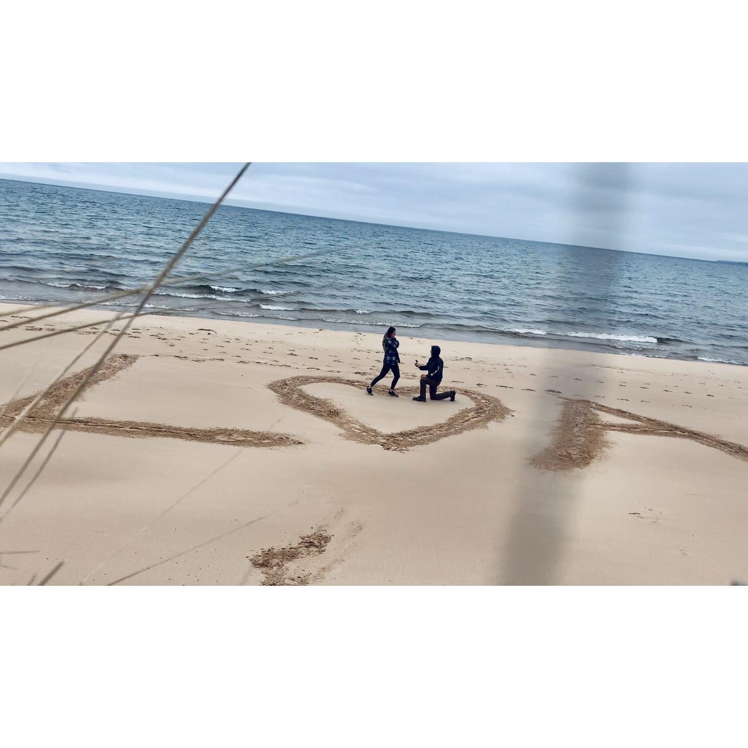 We got engaged at a scenic area in Au Train, MI.