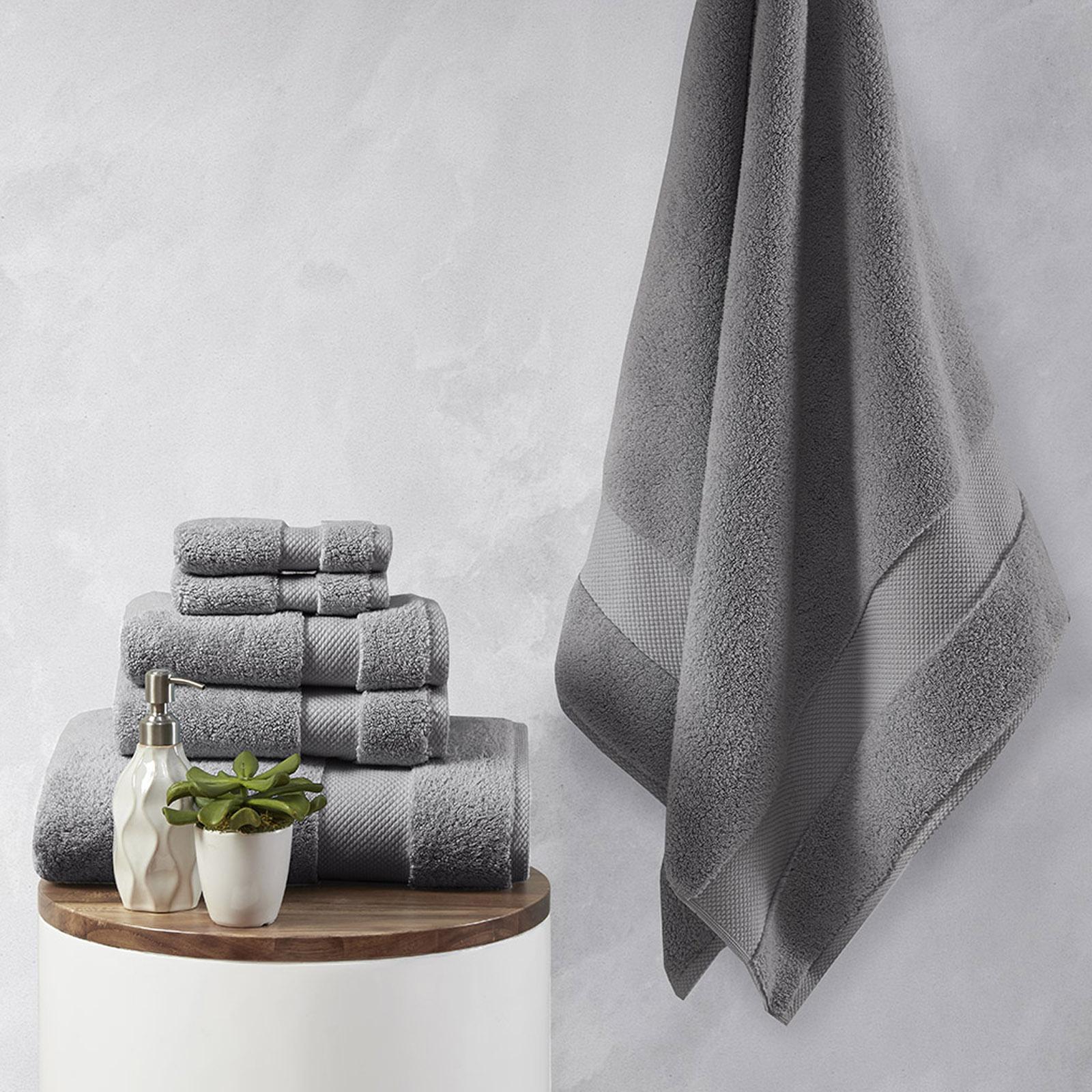 Madison Park Signature 6-Piece Transitional Cotton Bath Towel Set in Blue