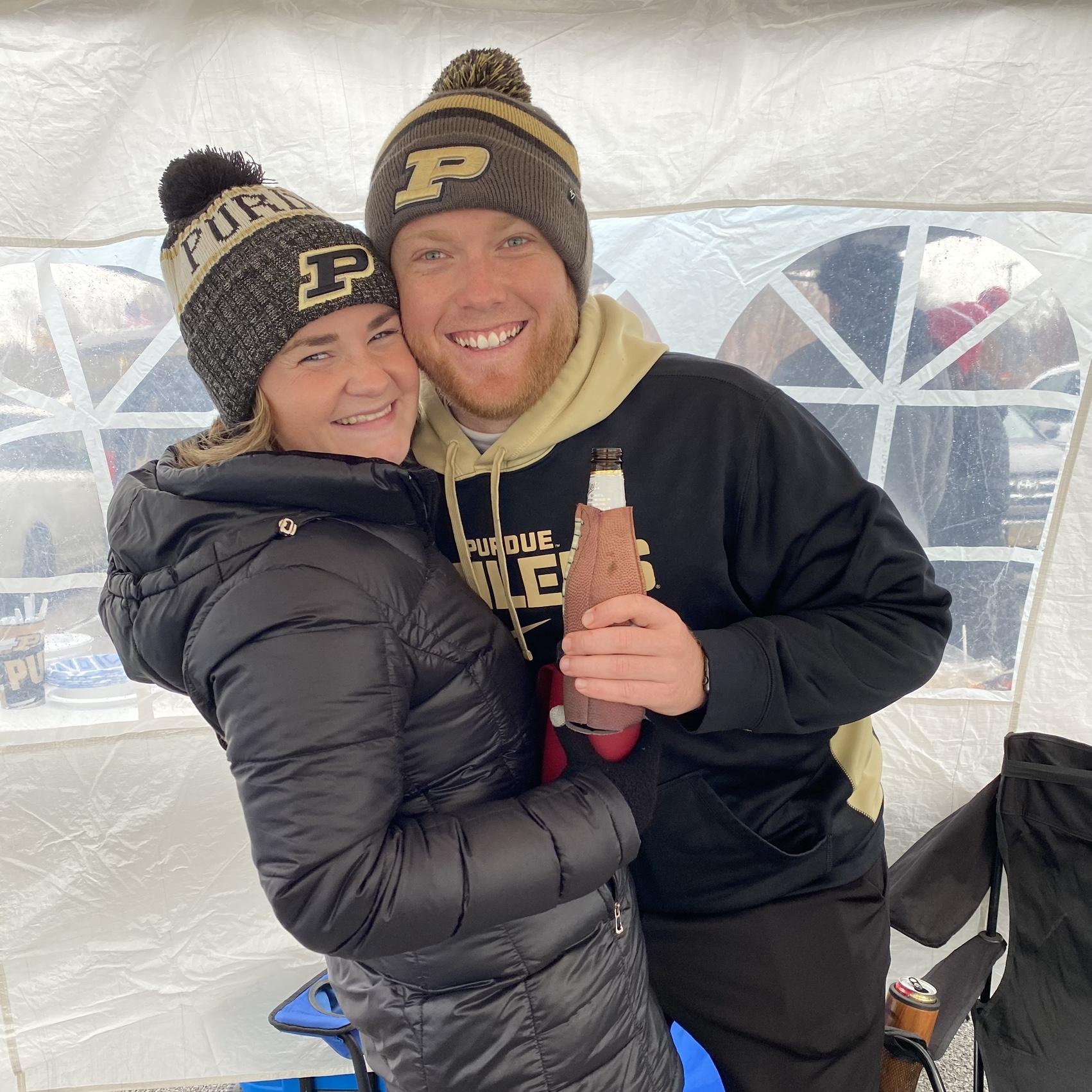 Kennedy loves colder tailgates because the hat is her favorite Purdue accessory!