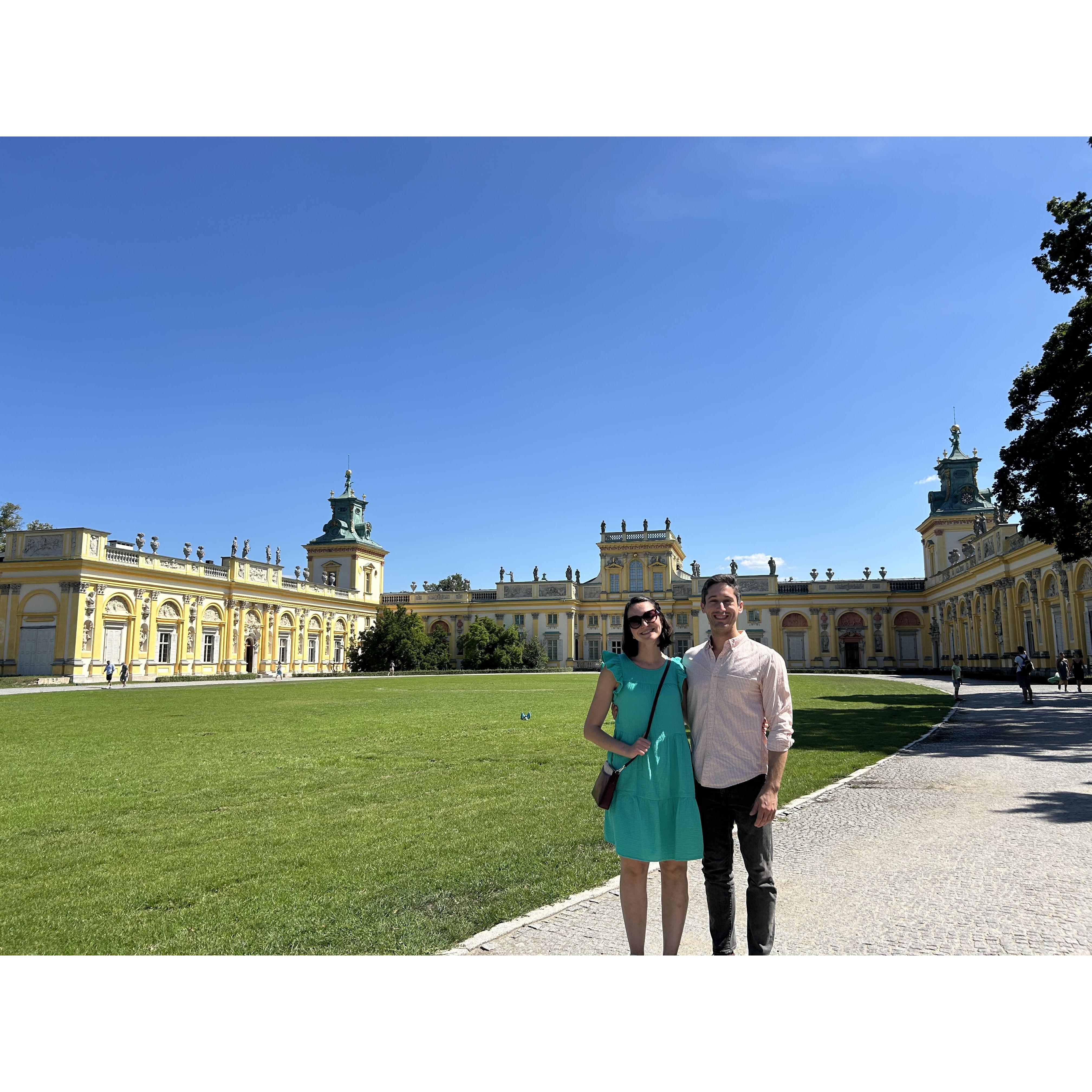 At Wilanow Castle in Warsaw, Poland, where Natalia attended Taylor Swift's Eras Tour. This was Natalia and Philip's first international trip together - August 2024