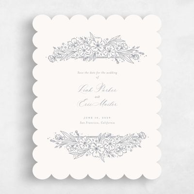 Beige Scalloped Wedding Save the Date - Yolande Portrait