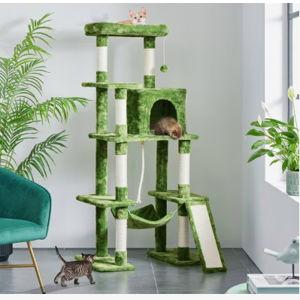 Multi-Level 63-in Plush Cat Tree, Green - Chewy.com