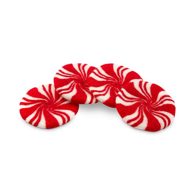 Thirstystone Felted Wool Peppermint Twist Coasters, Set of 4