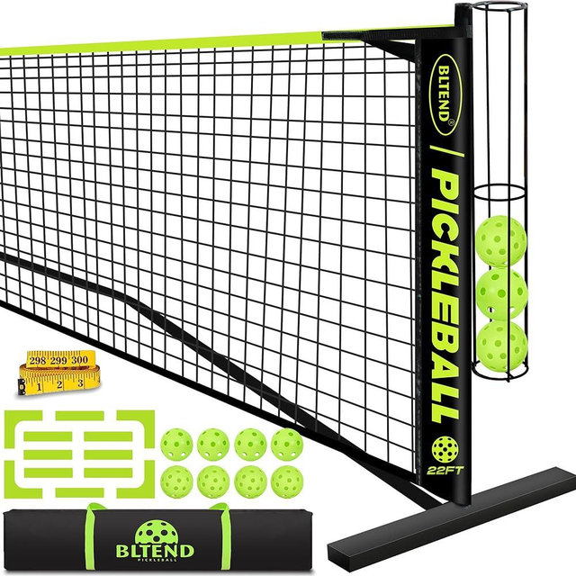 Bltend Pickleball Net, 22FT Regulation Size Portable Pickleball Set with Net, 8 Pickle Balls, Court Marker, Carry Bag and Tape Measure, Pickle Ball Net Gifts for Indoor Outdoor Driveway