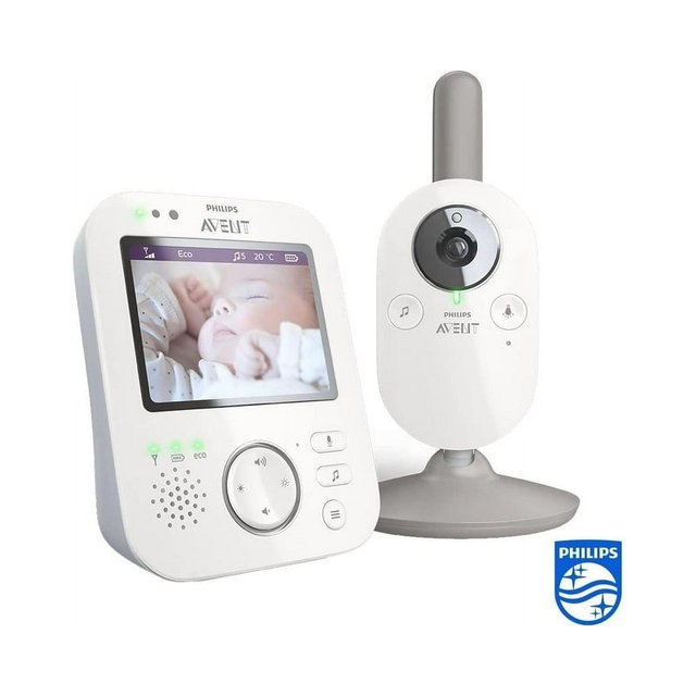 PHILIPS AVENT Digital Video Baby Monitor with 3.5” Screen, Secure FHSS, Night Vision, Two-Way Talk, Temperature Sensor, Lullabies - White
