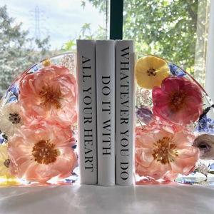 Custom Flower Bookends with Bridal Bouquet
