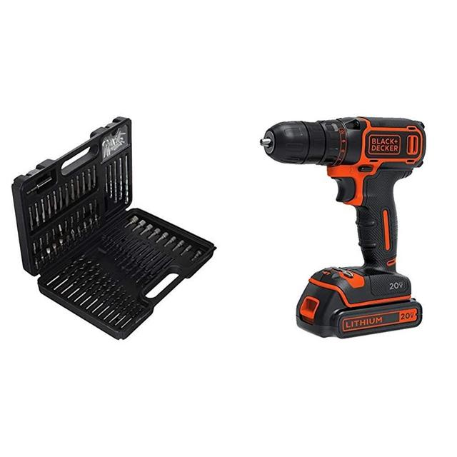 BLACK+DECKER BDA91109 Combination Accessory Set, 109-Piece with BLACK+DECKER BDCDD120C 20V MAX Lithium Single Speed Drill/Driver