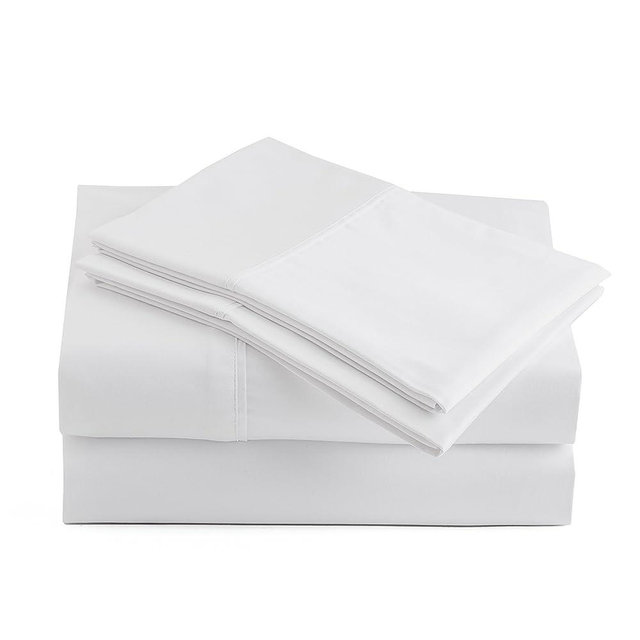 Peru Pima 285 Thread Count Percale Sheets - 100% Peruvian Pima Cotton - Hotel Luxury Quality, Extra Soft and Cooling Sheets - White Solid Color - King Size - 4 Piece Bed Sheet Set