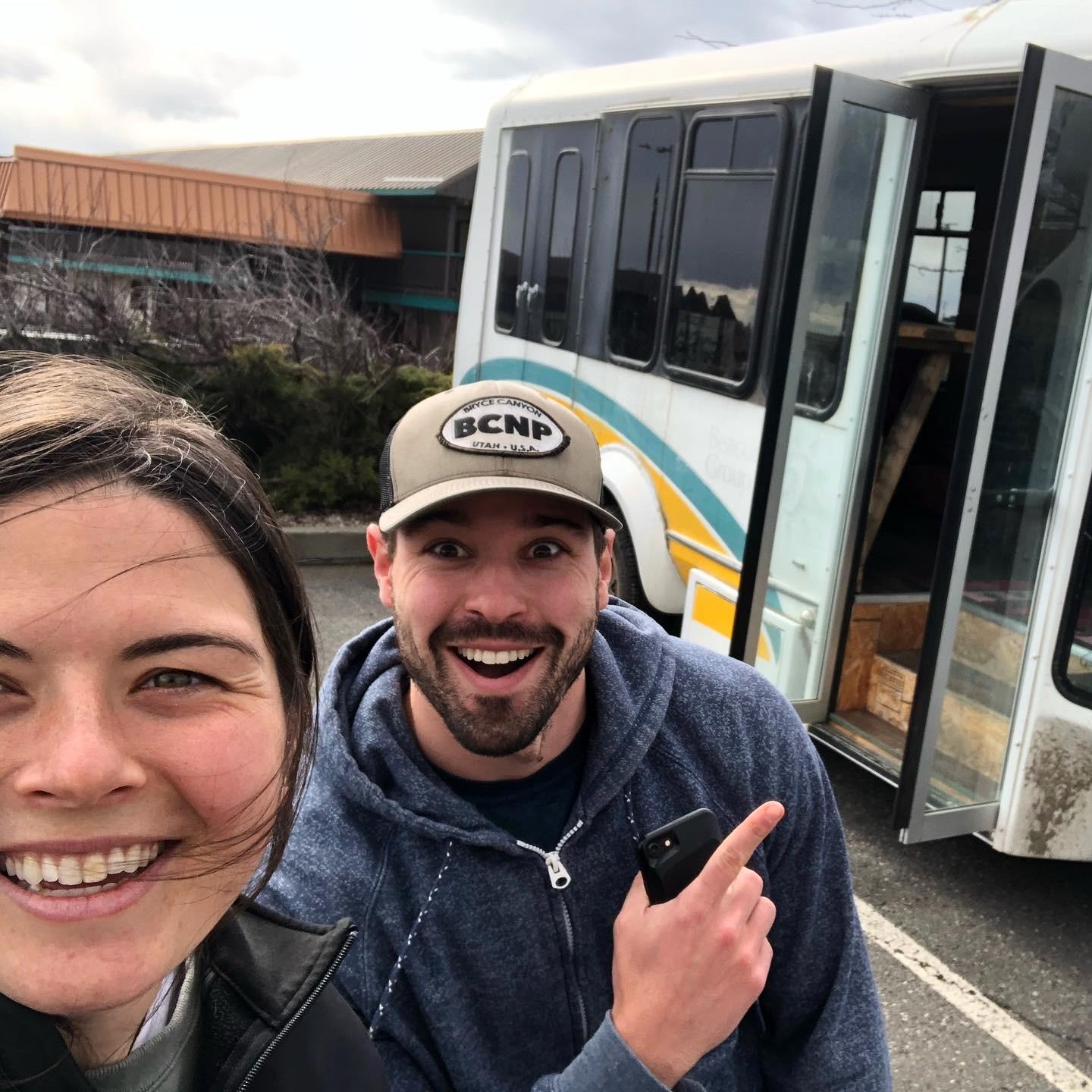 The first photo with us and the bus!!!