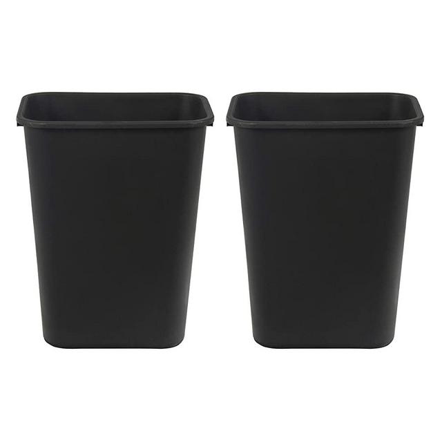 AmazonCommercial 10 Gallon Commercial Office Wastebasket, Black, 2-Pack