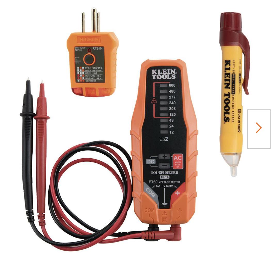 3-Piece AC/DC Voltage Tester, 12V-1000-Volt AC Dual Range Non-Contact Voltage Tester & GFCI Receptacle Tester Tool Set