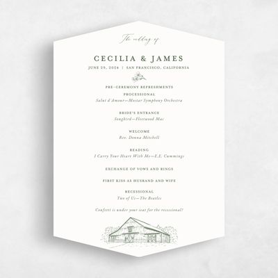 Green Diamond Wedding Program - Millbrook