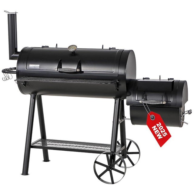 GREEN PARTY Offset Smoker Charcoal Grills with 37 Inch Cook Chamber, Barrel Smoker and Charcoal Grill Combo, 941 Sq. In. Space Barrel Smoker Grill for Outdoor BBQ Patio Backyard Cooking