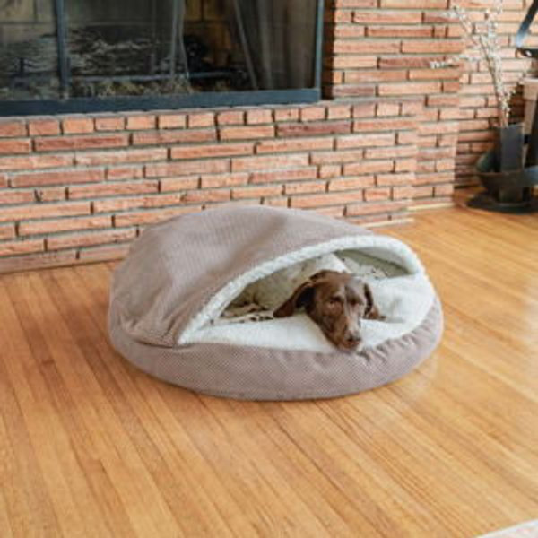 Luxury Cozy Cave Dog Bed - Round/Polyfill/Showdog/Large/Marmot Taupe