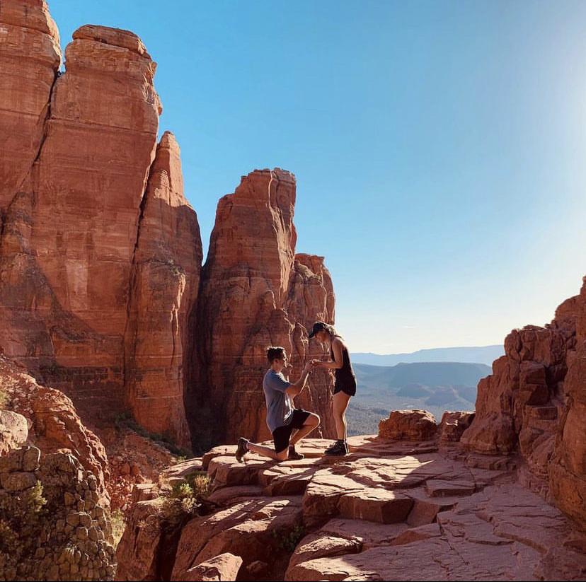 Ryan proposing at Cathedral Rock in Sedona Arizona