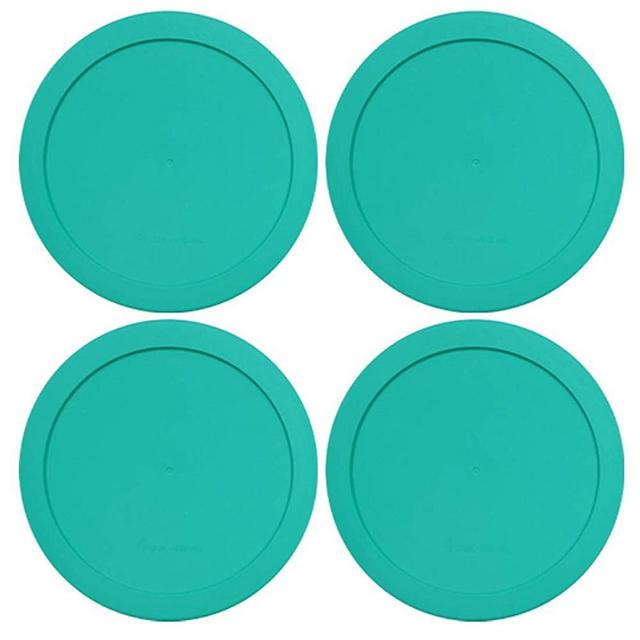 Lids for Pyrex and Anchor Round Glass Containers (6-Cups, Green-4PK)