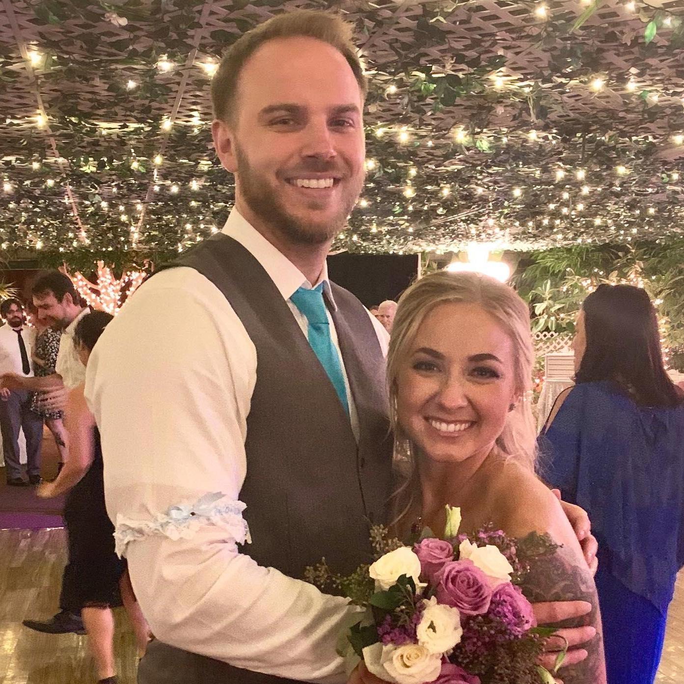 Chris and Caro's wedding last year.  I caught the bouquet and Bryan caught the garter.