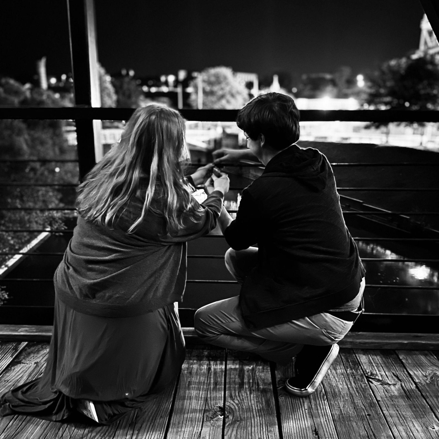 Adding our lock to the Brown's Island bridge in Richmond, Va