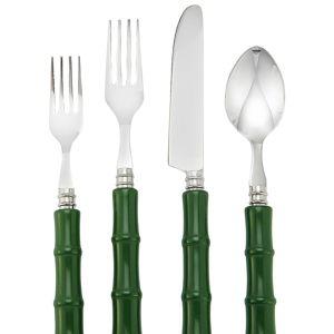 Green Resin Bamboo Flatware Set