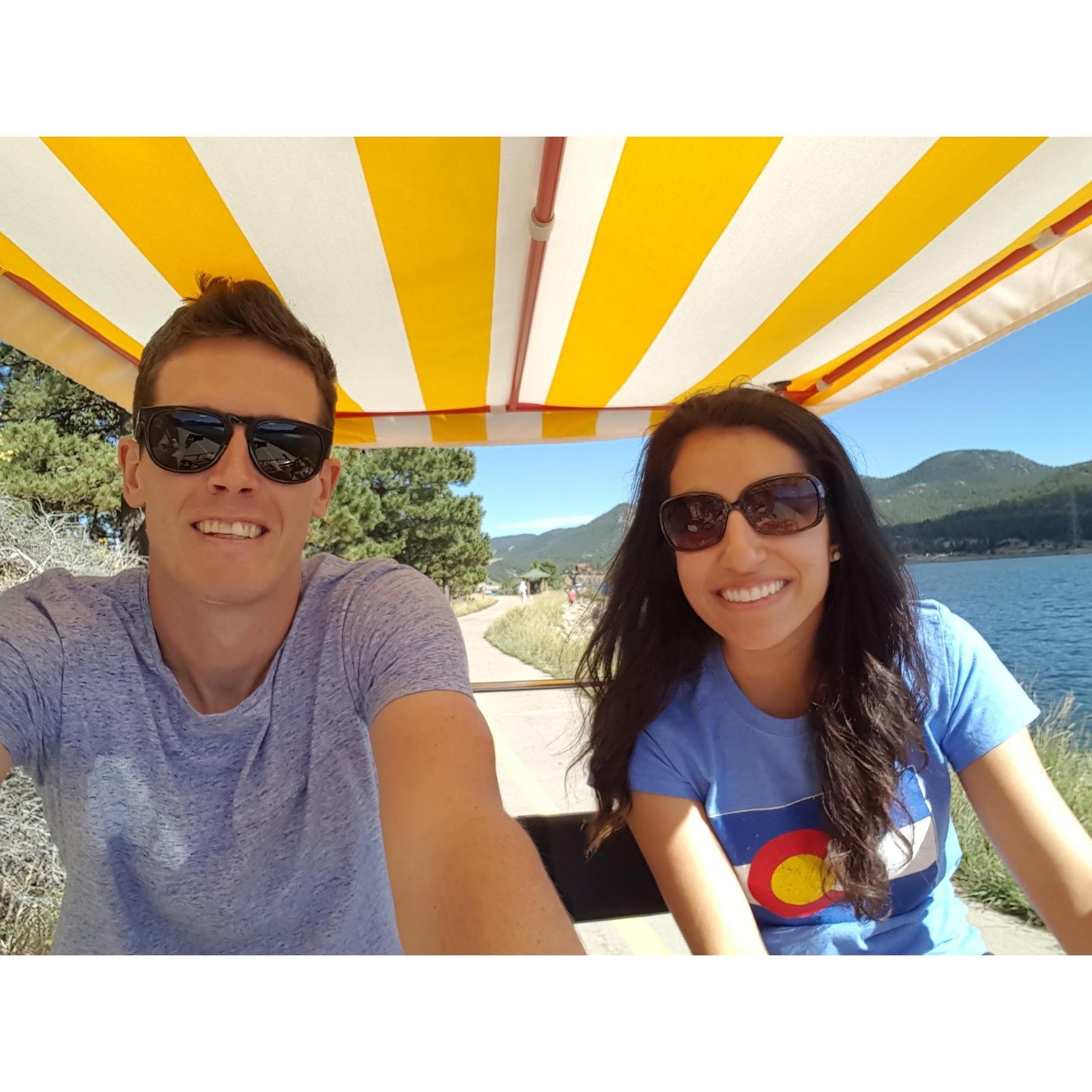 Estes Park, CO. September 2016
One of our first dates - surrey biking around a lake :)