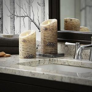 Luminara Birch Bark Flameless Candles (set of 2)