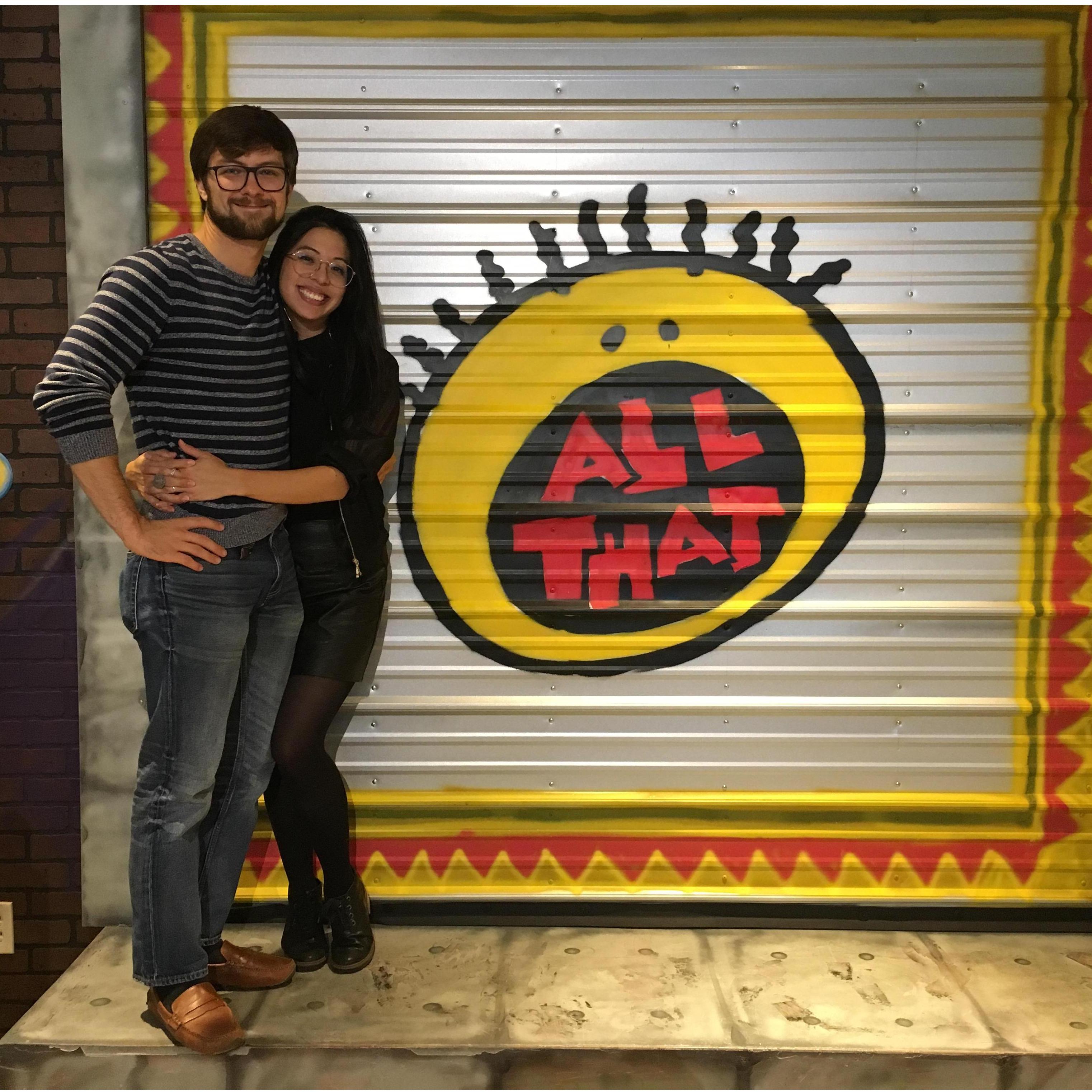 Celebrating being 90's kids and eating at a pop-up restaurant.