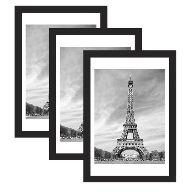 Abtgt 20x30 Picture Frame Set of 3, Display Pictures 18x24 with Mat or 20x30 Without Mat, Poster Frame for Wall Mounting Display, Black